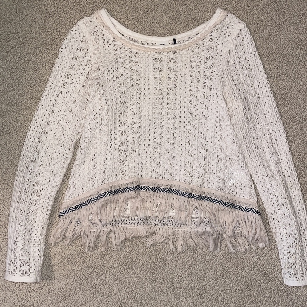 Anthropologie Long Sleeve Beach Coverup Top Woven